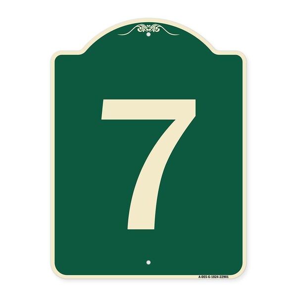 Signmission Sign with Number 7 Heavy-Gauge Aluminum Architectural Sign, 24" x 18", G-1824-22901 A-DES-G-1824-22901 - main